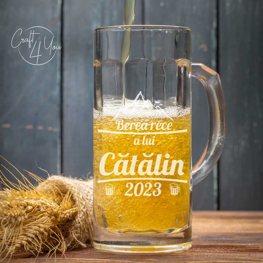 Halbă bere personalizată -Berea Lui-